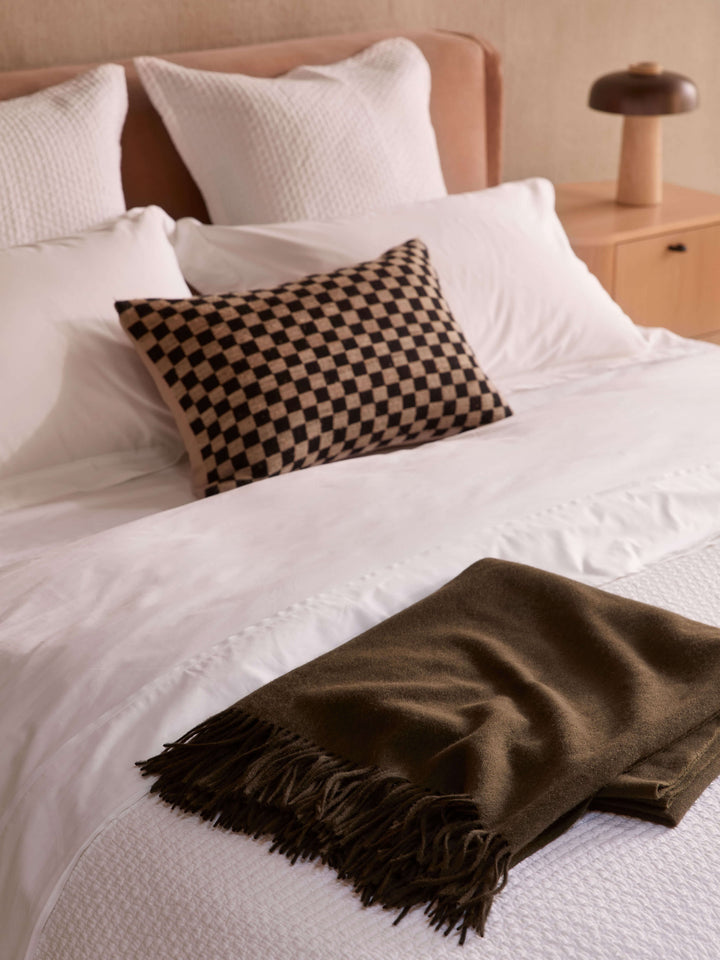 Matteo Black Rectangle Wool & Silk Cushion