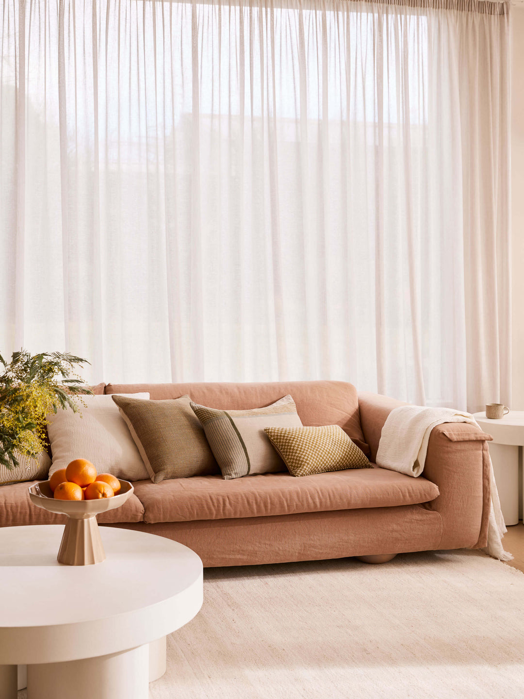 Ava Chalk Pure Linen Throw