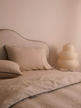 Avenue Oatmeal Piped Linen & Cotton Duvet Cover Set