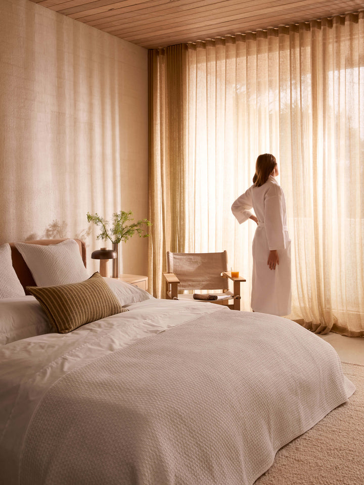 Ava Khaki Stripe Pure Linen Rectangle Cushion