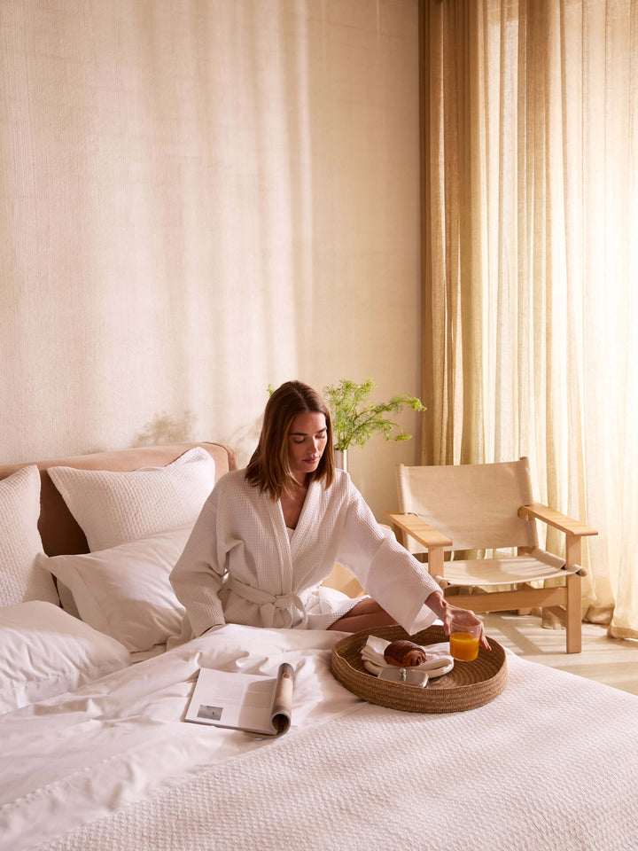 Grosgrain White Egyptian Cotton Sheet Set