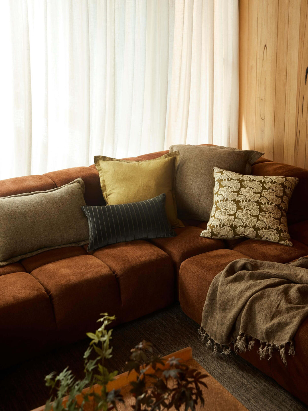 Burton Khaki Tailored Heavy Linen Cushion