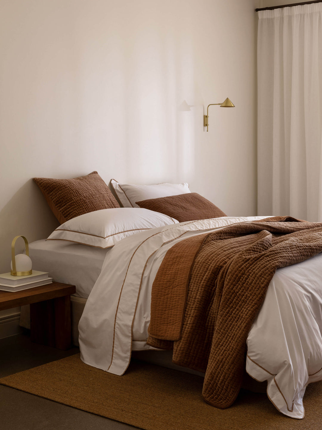 Grosgrain Caramel Egyptian Cotton Duvet Cover Set