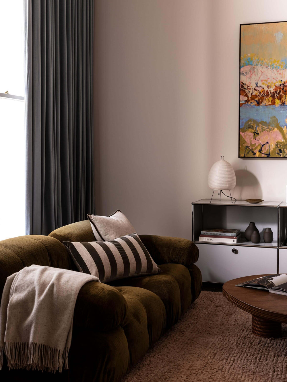 Etro Olive Stripe Velvet Cushion
