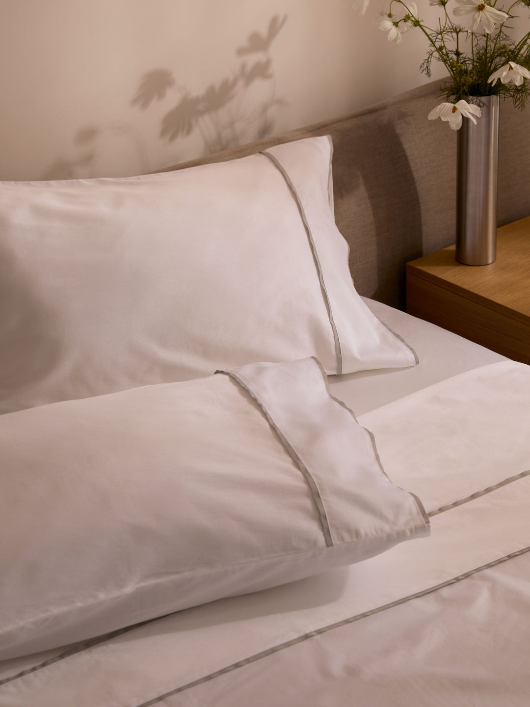 Grosgrain Silver Egyptian Cotton Sheet Set