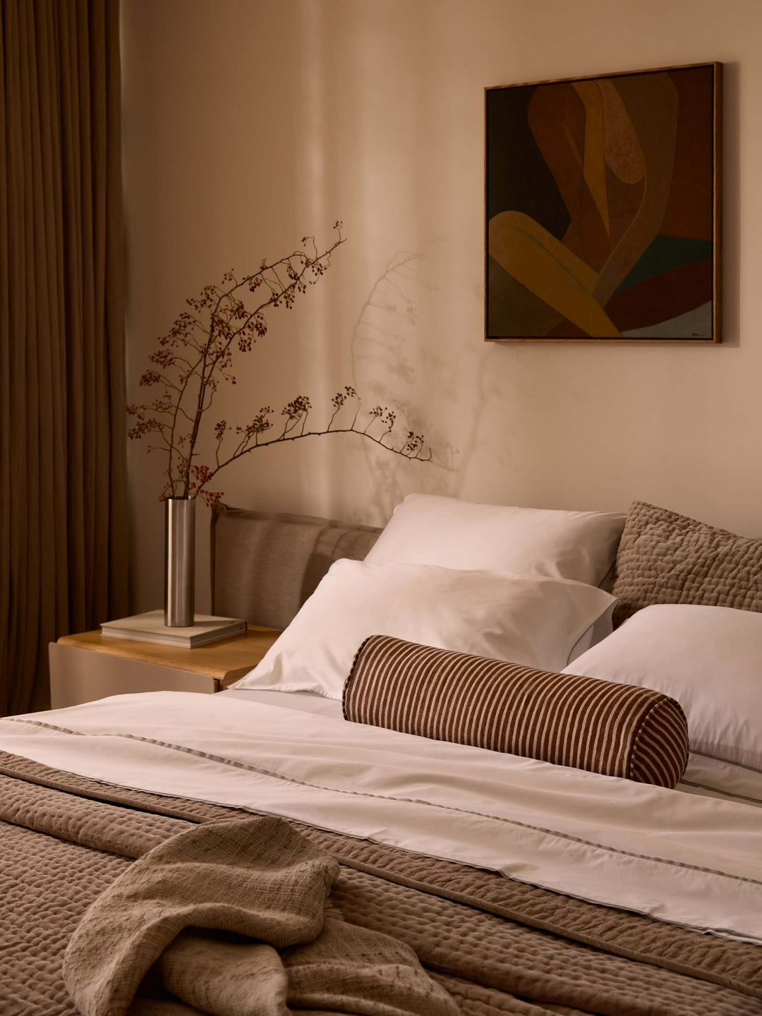Grosgrain Silver Trim Egyptian Cotton Pillowcases