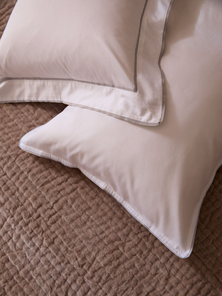 Grosgrain Silver Trim Egyptian Cotton Pillowcases