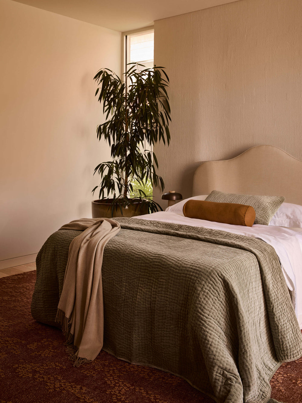 Mae Toffee Pure Linen Bolster Cushion