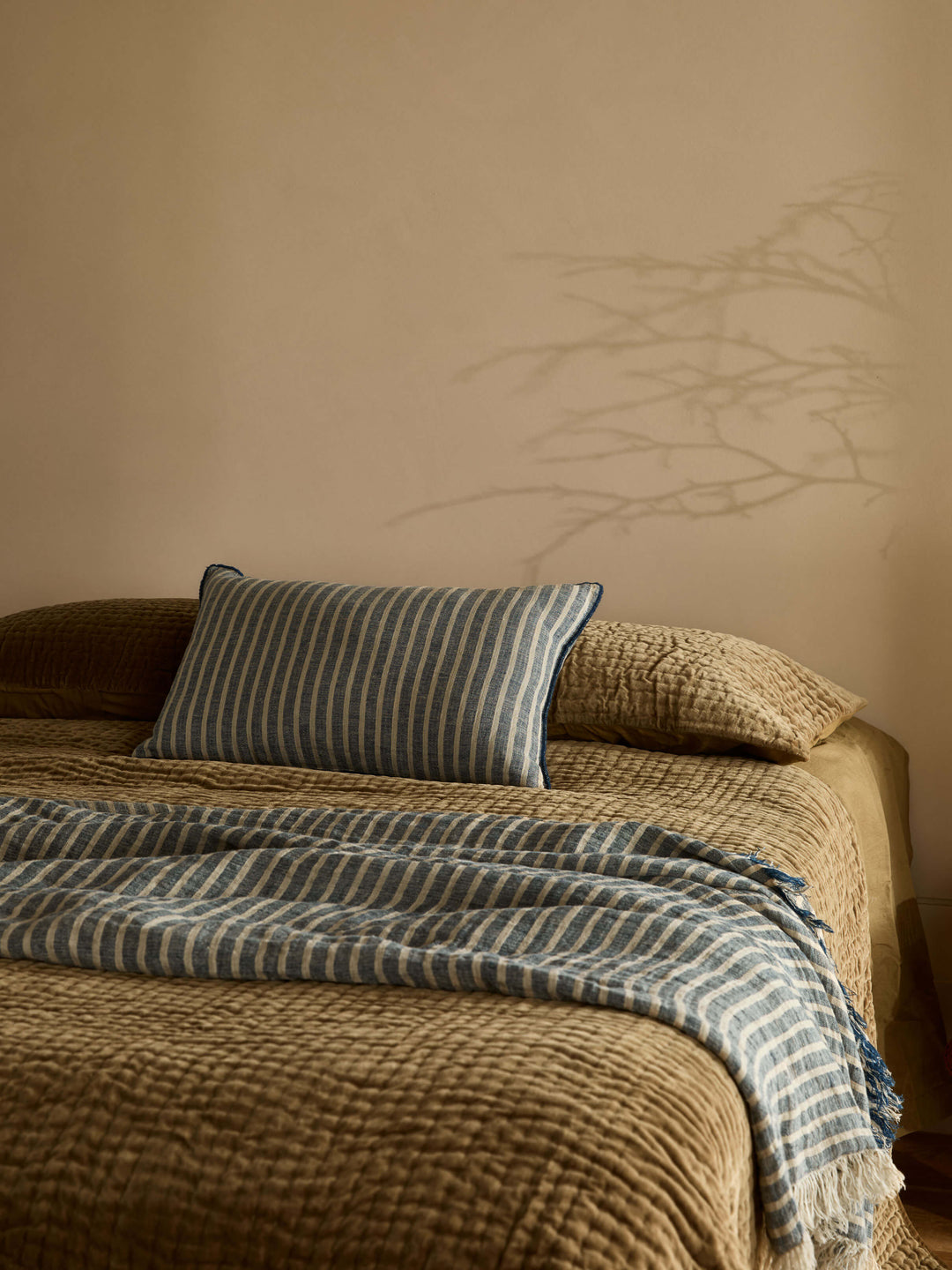 Ava Indigo Stripe Pure Linen Rectangle Cushion