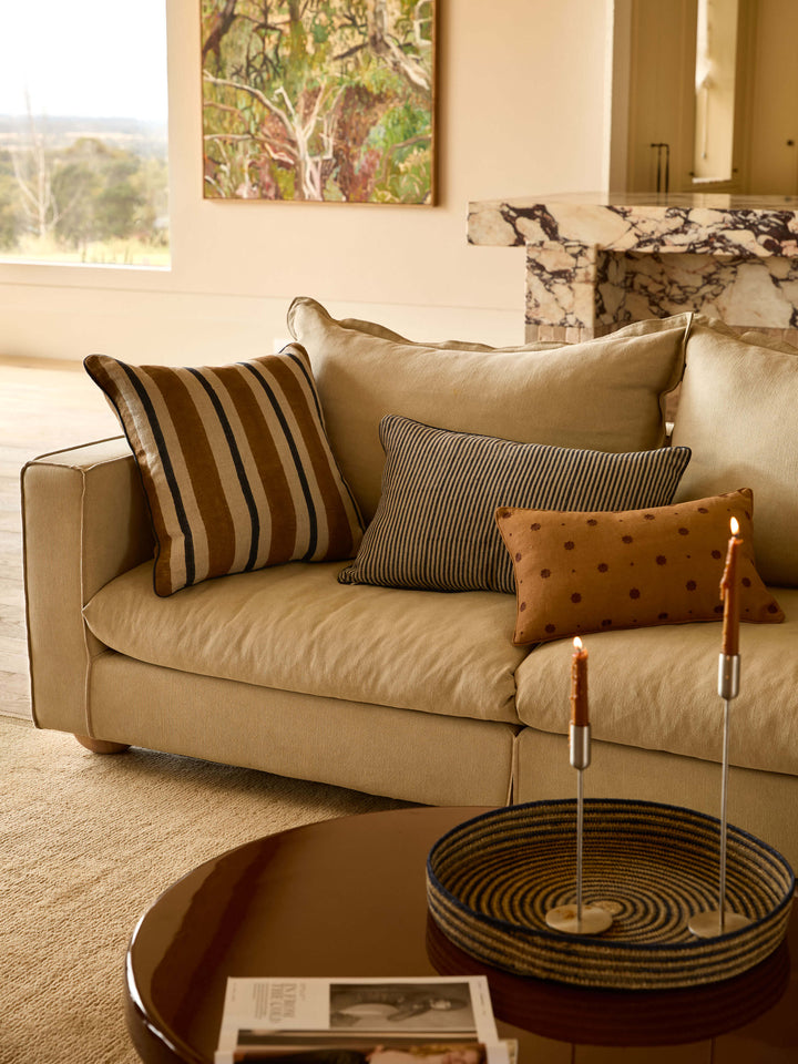 Lottie Indigo Reversible Linen Cushion