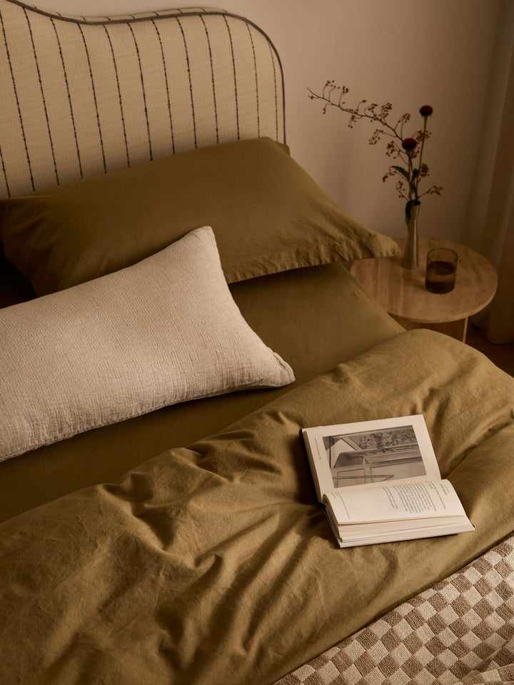 Ava Nougat Pure Linen Lumbar Cushion