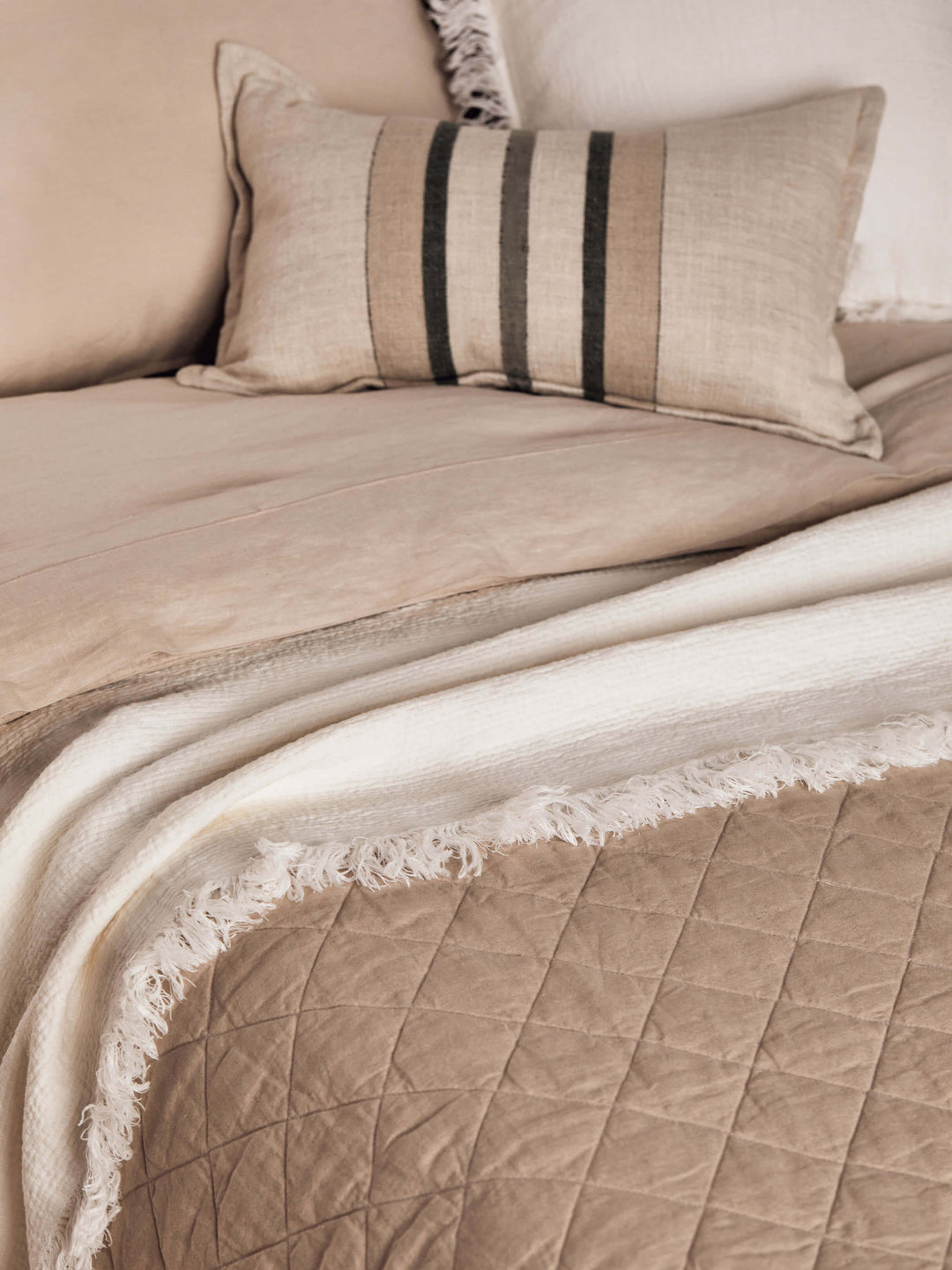 Ava Chalk Pure Linen Throw