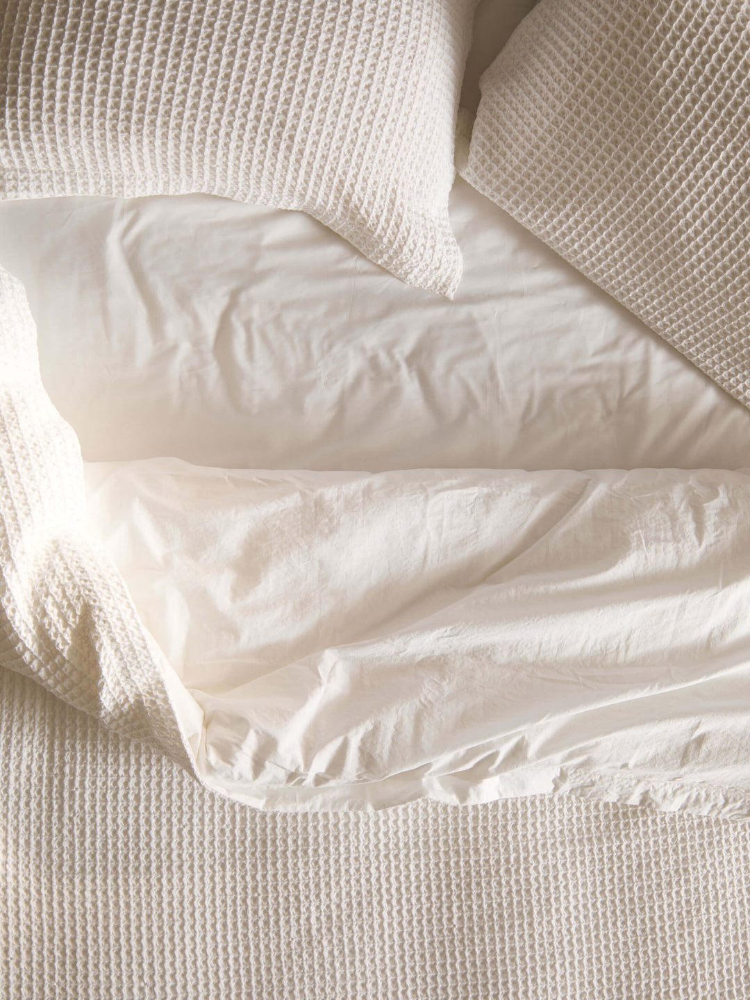 Laila White Organic Cotton Waffle Duvet Cover Set
