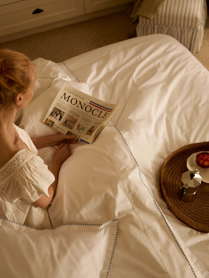 Florian French Blue Egyptian Cotton Pillowcases