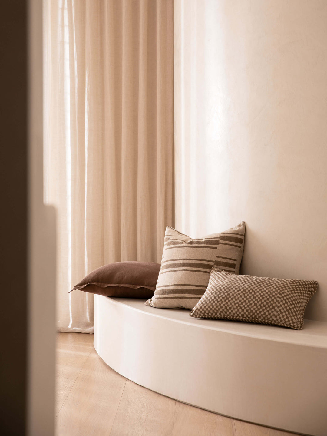 Gia Mocha Reversible Linen Cushion