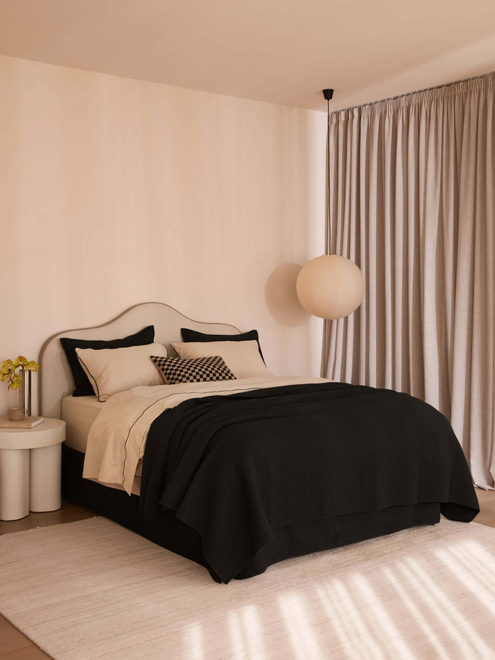 Avenue Oatmeal Piped Linen & Cotton Sheet Set