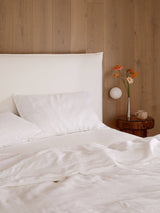 Mondo White Organic French Linen Sheet Set