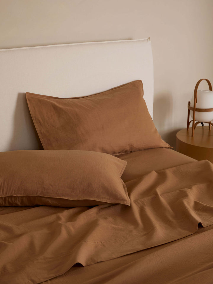 Eve Tan Linen & Cotton Sheet Set