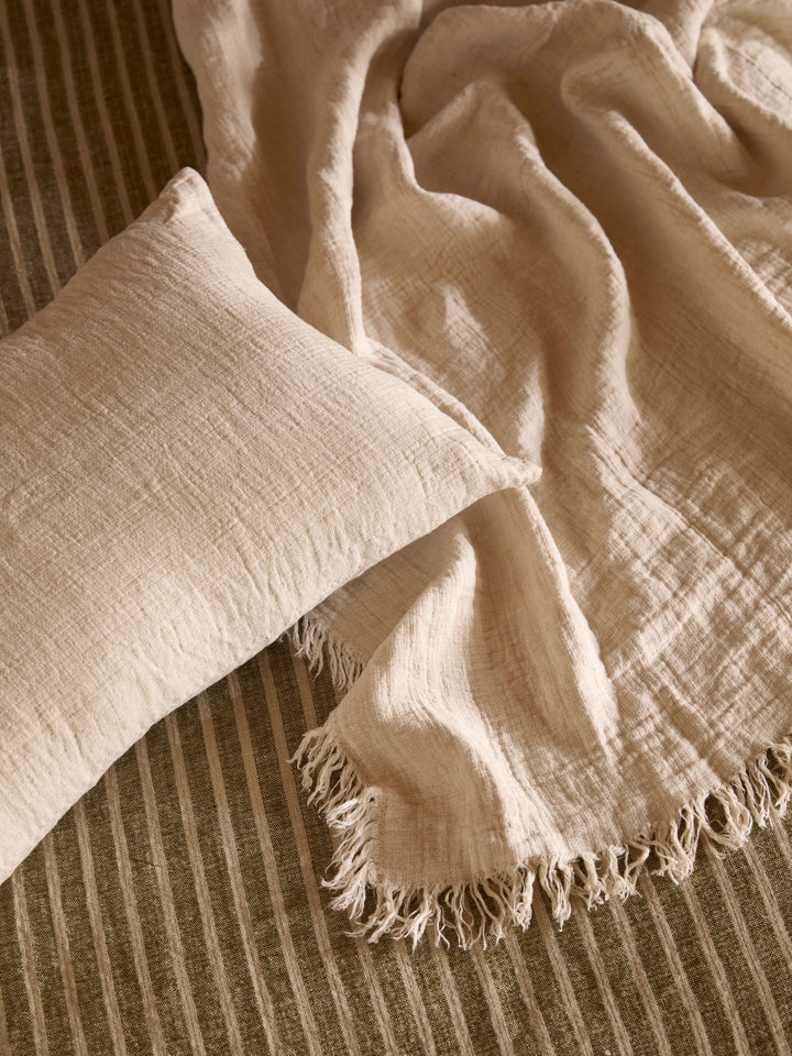 Ava Nougat Pure Linen Lumbar Cushion