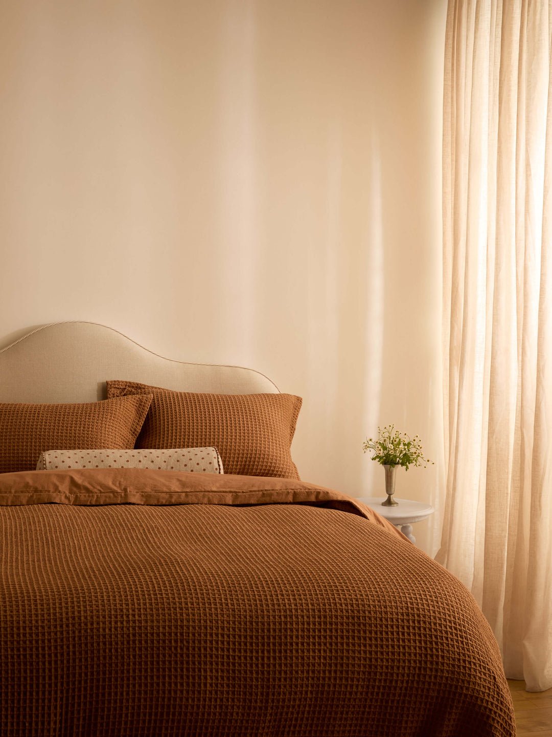 Laila Tan Organic Cotton Waffle Duvet Cover Set