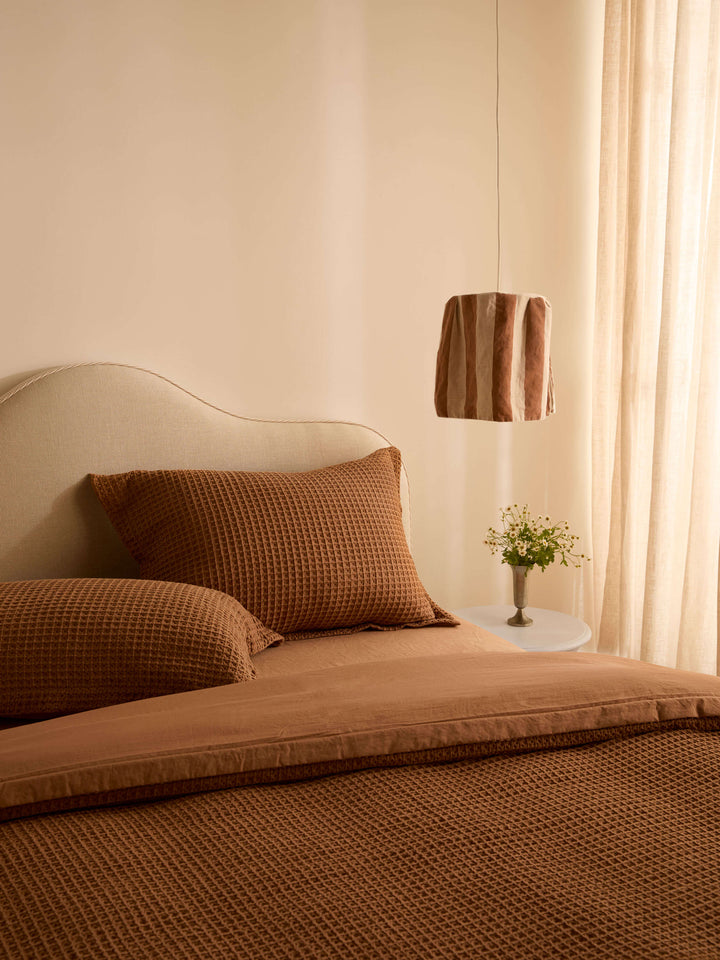 Laila Tan Organic Cotton Waffle Duvet Cover Set