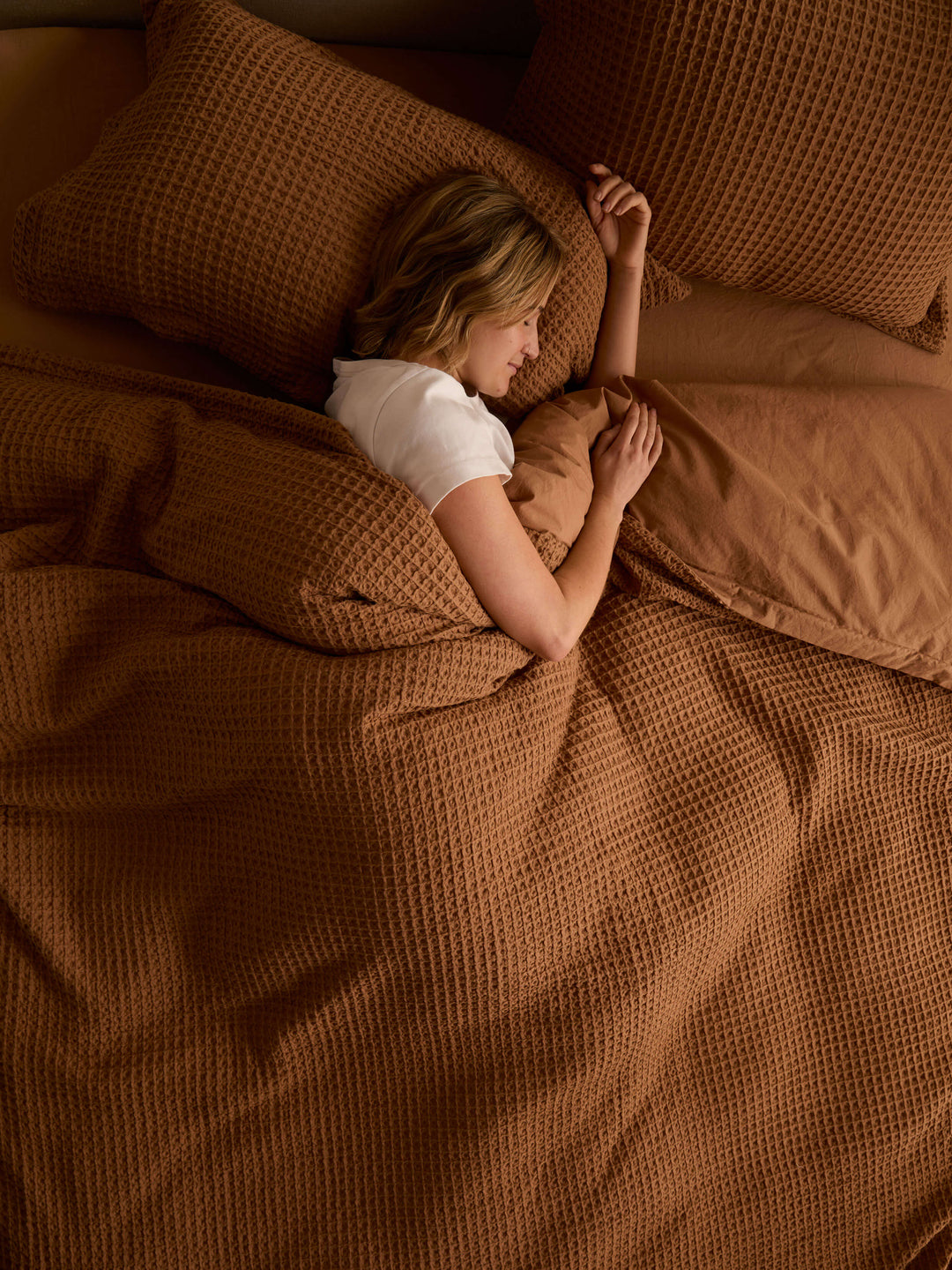 Laila Tan Organic Cotton Waffle Duvet Cover Set