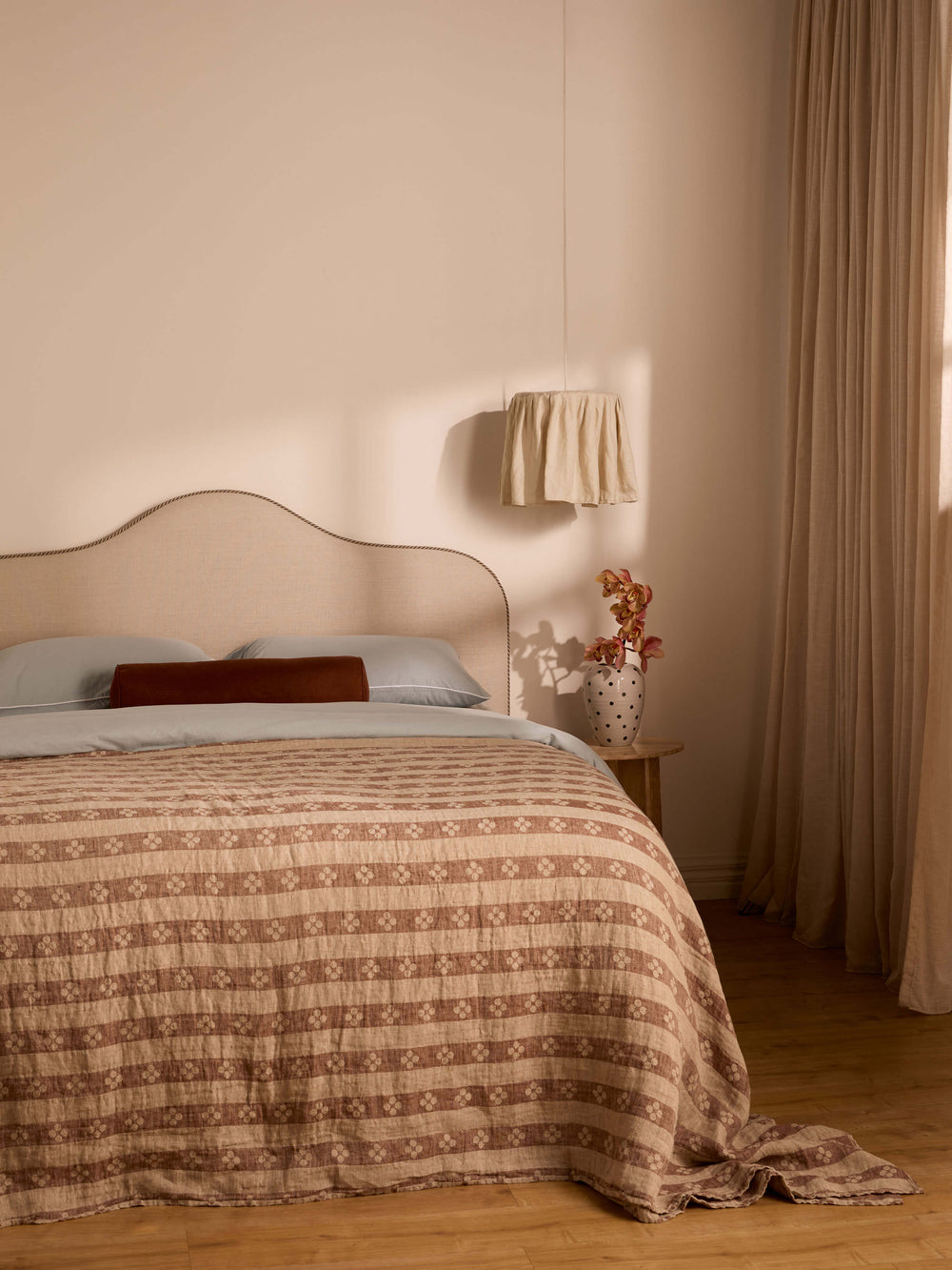 Mae Maple Pure Linen Bolster Cushion