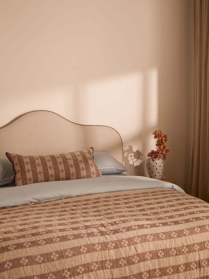 Avenue Sky Piped Linen & Cotton Duvet Cover Set