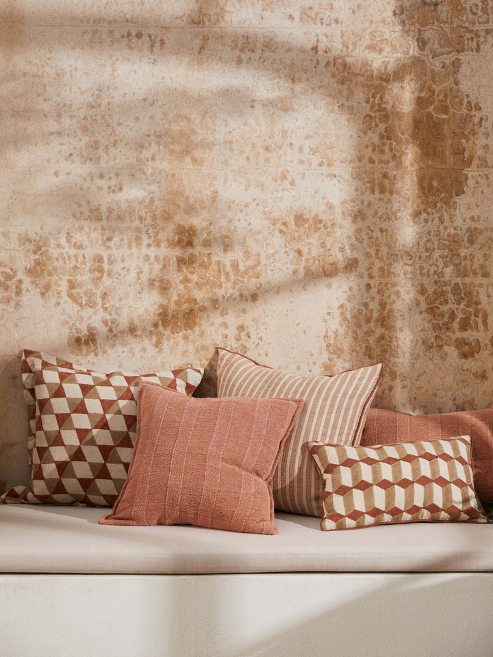 Elio Baked Clay Pure Cotton Rectangle Cushion