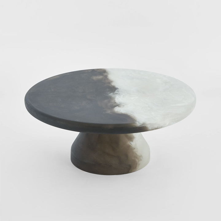 Halo Cake Stand Swirl Resin B&W