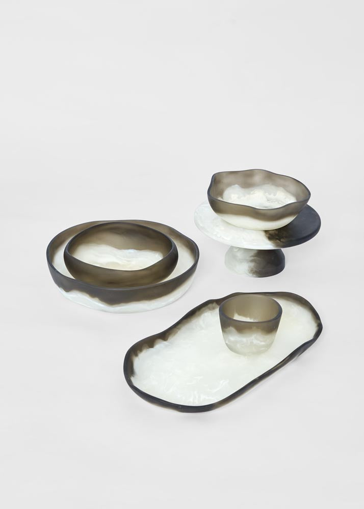 Halo Bowl Small Swirl Resin B&W