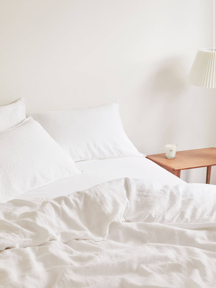 Mondo White Organic French Linen Pillowcases