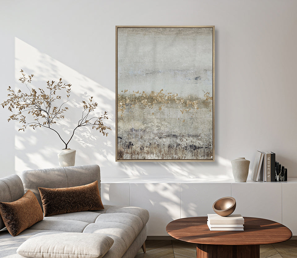 Golden Shimmer II framed abstract canvas art – view 2