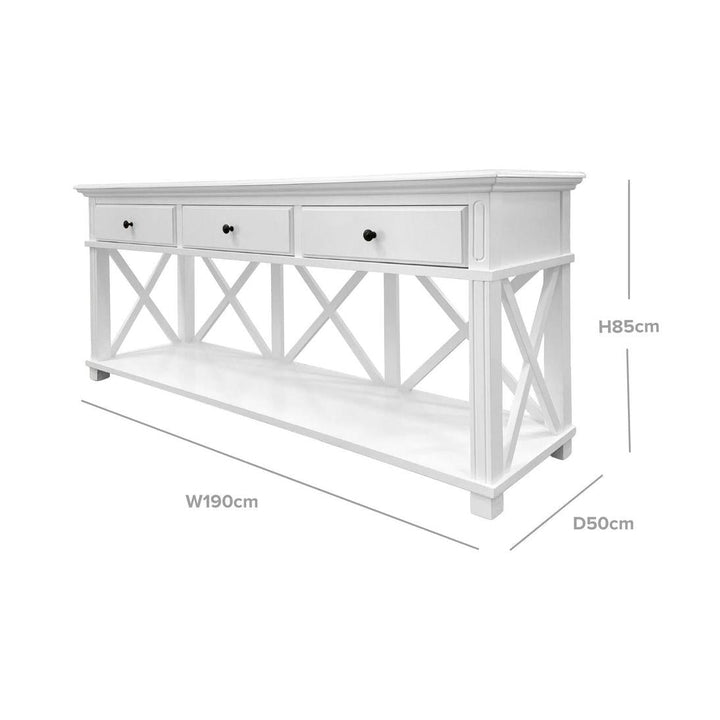 Sorrento 3 Drawer 190 cm Hamptons Console White