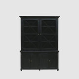 Sorrento Large Glass Door Hamptons Cabinet Black