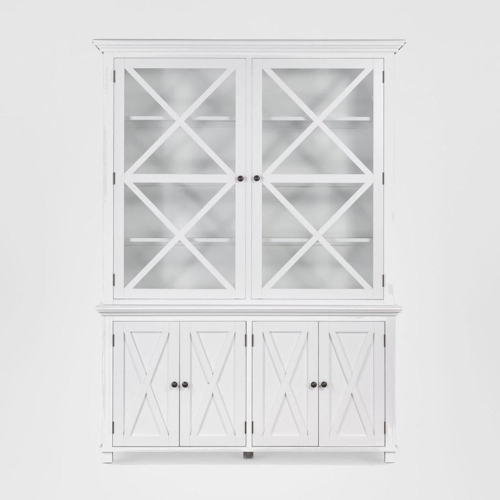 Sorrento Large Glass Door Hamptons Cabinet White