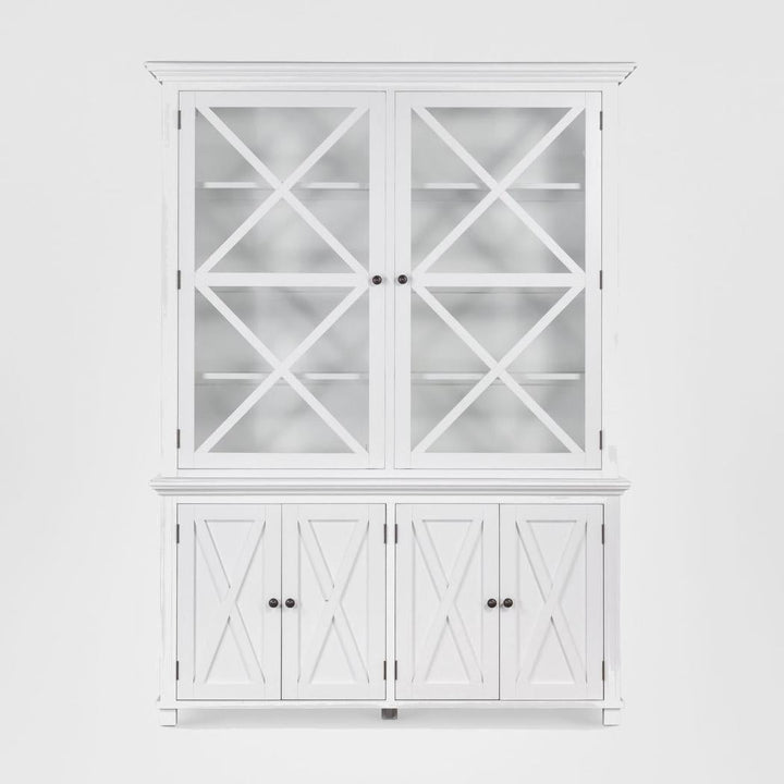 Sorrento Large Glass Door Hamptons Cabinet White