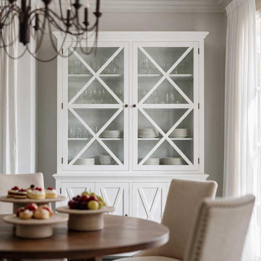 Sorrento Large Glass Door Hamptons Cabinet White