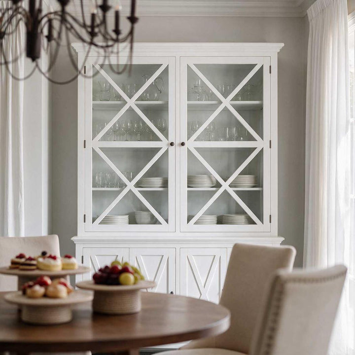 Sorrento Large Glass Door Hamptons Cabinet White