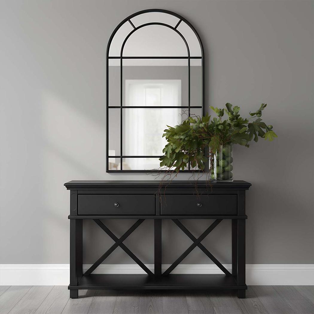 Sorrento Hamptons 130cm 2 Drawer Console Black