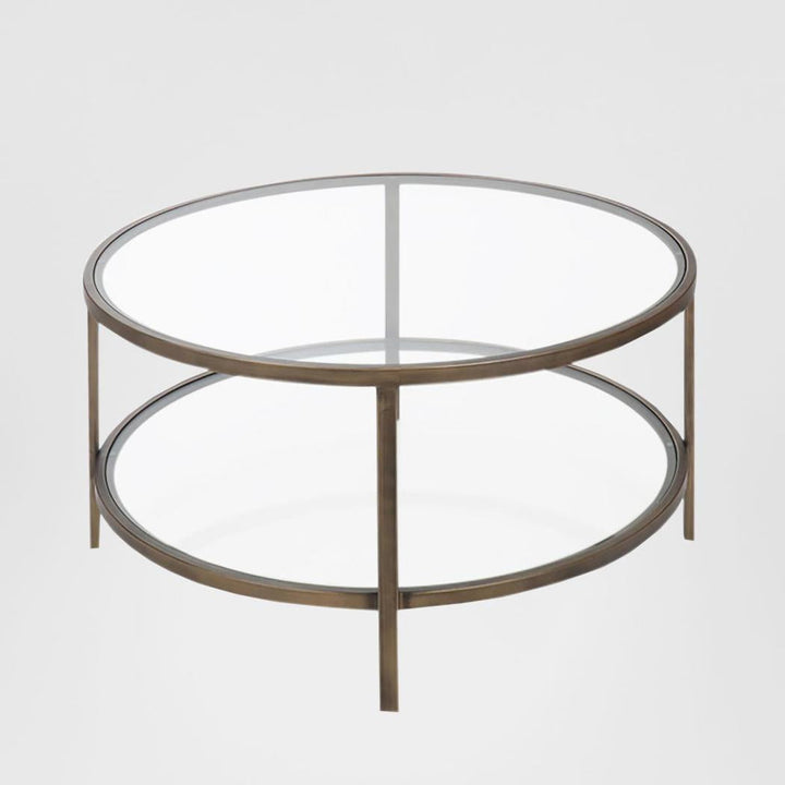 Palladium Brass Iron & Glass Coffee Table
