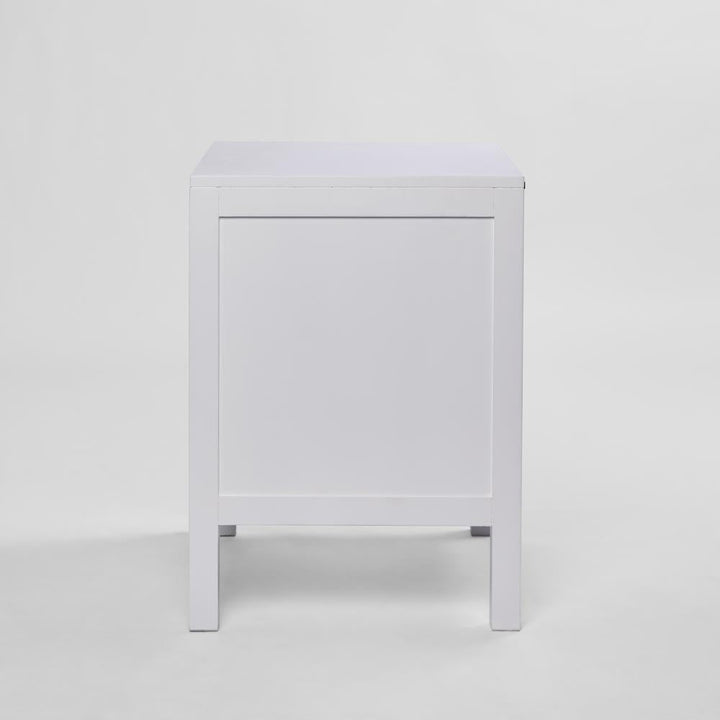 Santorini Hamptons Timber/Rattan Bedside Table White