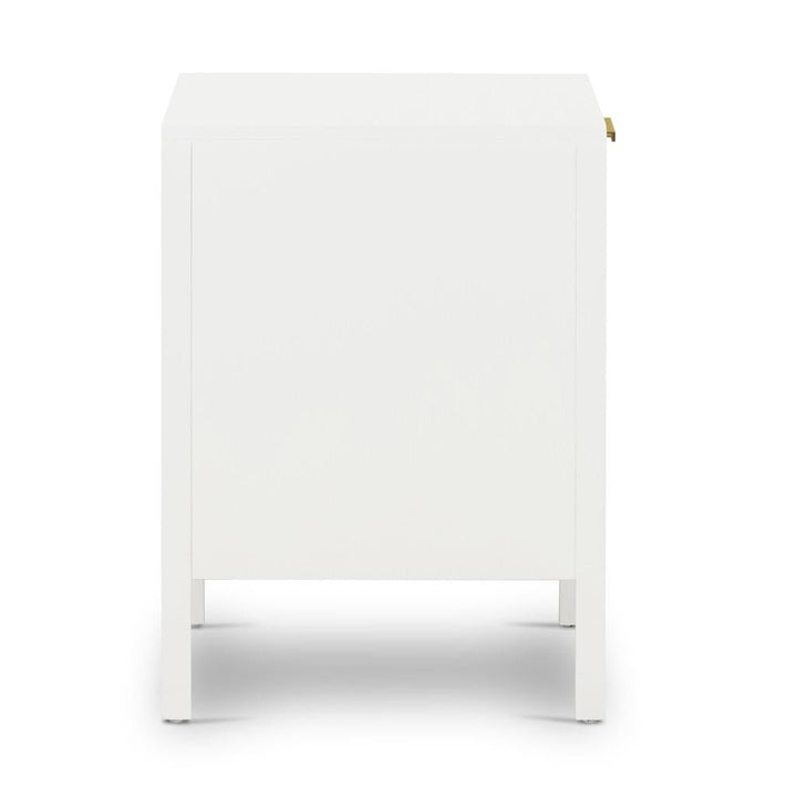 Santorini Hamptons Timber/Rattan Bedside Table White