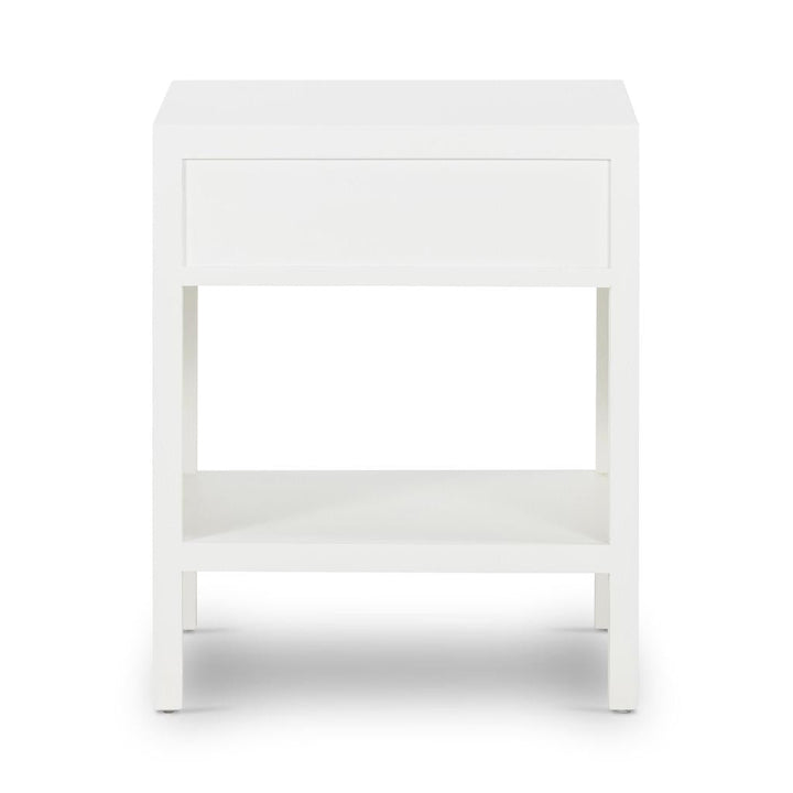 Santorini Hamptons Timber/Rattan Bedside Table White