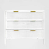 Santorini Hamptons 3 Drawer Timber/Rattan Dresser 100cm White