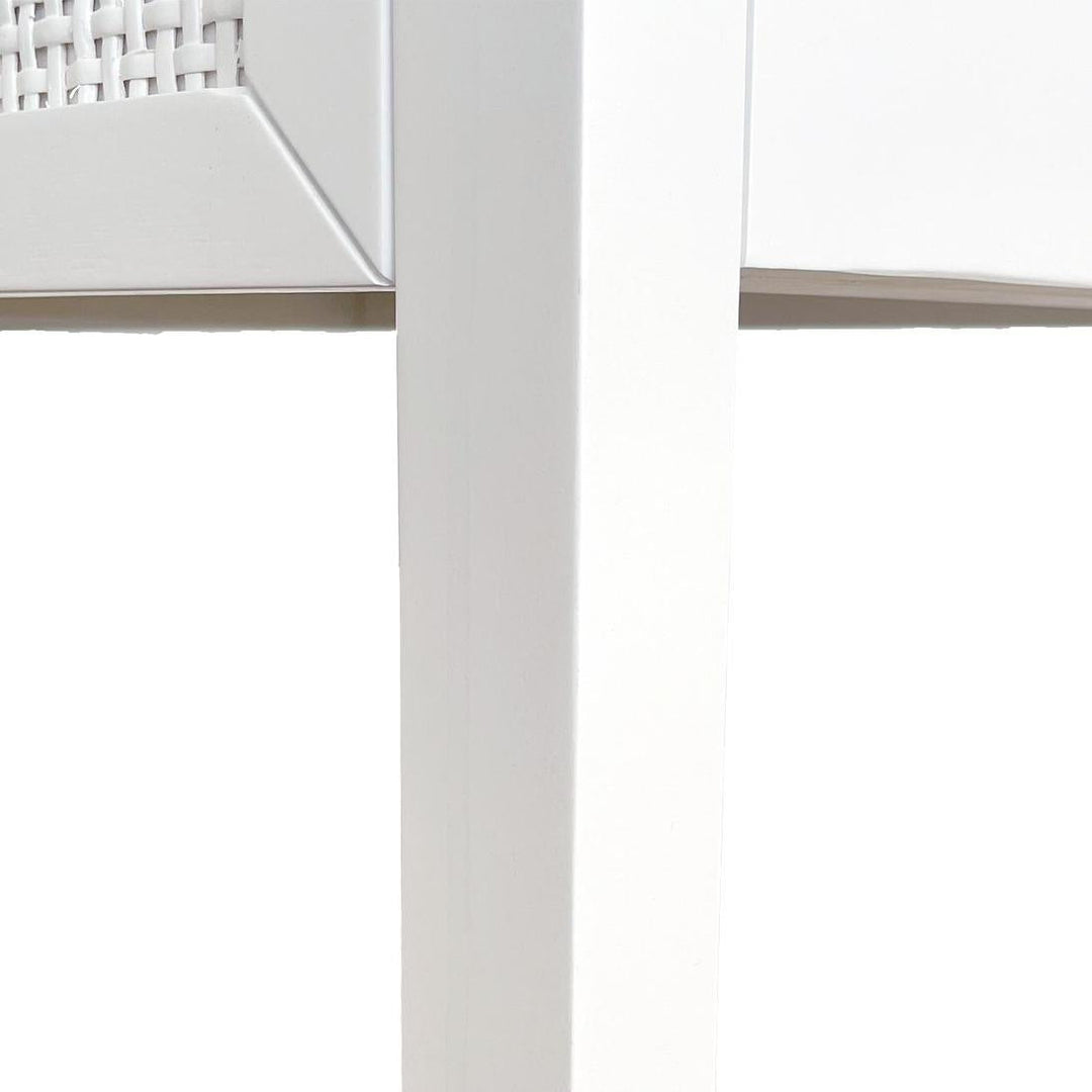 Santorini Hamptons 3 Drawer Timber/Rattan Dresser 100cm White