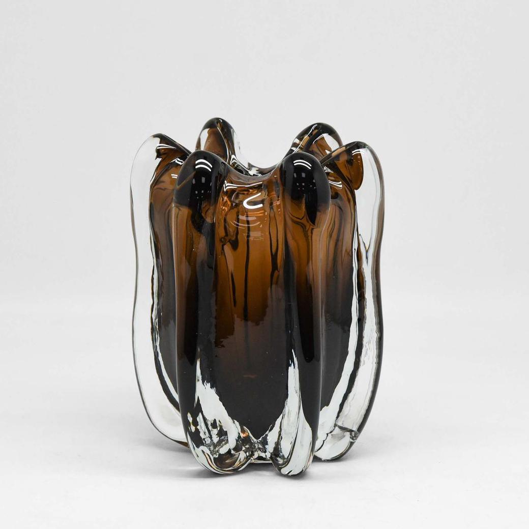 Noria Handblown Glass Vase Small Brown
