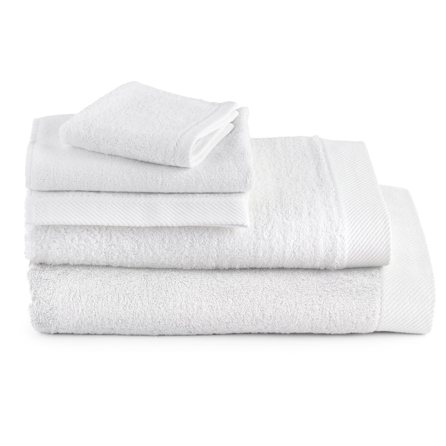 Chevron bamboo cotton hand towel in white