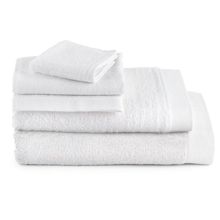 Chevron bamboo cotton hand towel in white