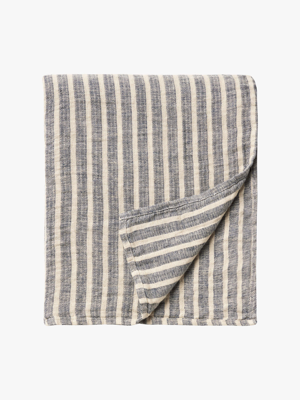 Ava Indigo Stripe Pure Linen Bedcover